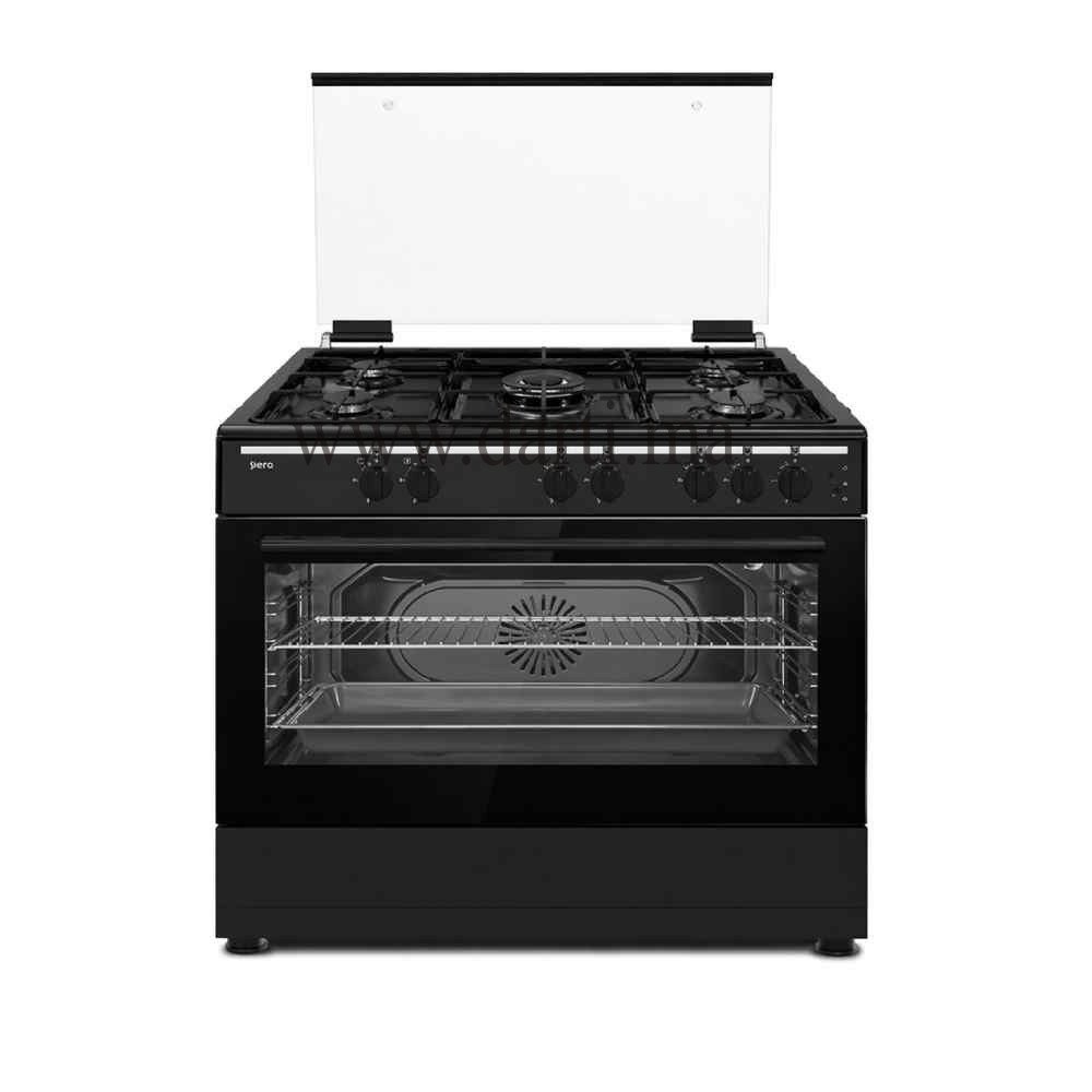 Cuisinière Siera 5 feux gaz C 9605 THMB noire – Four ventilé géant